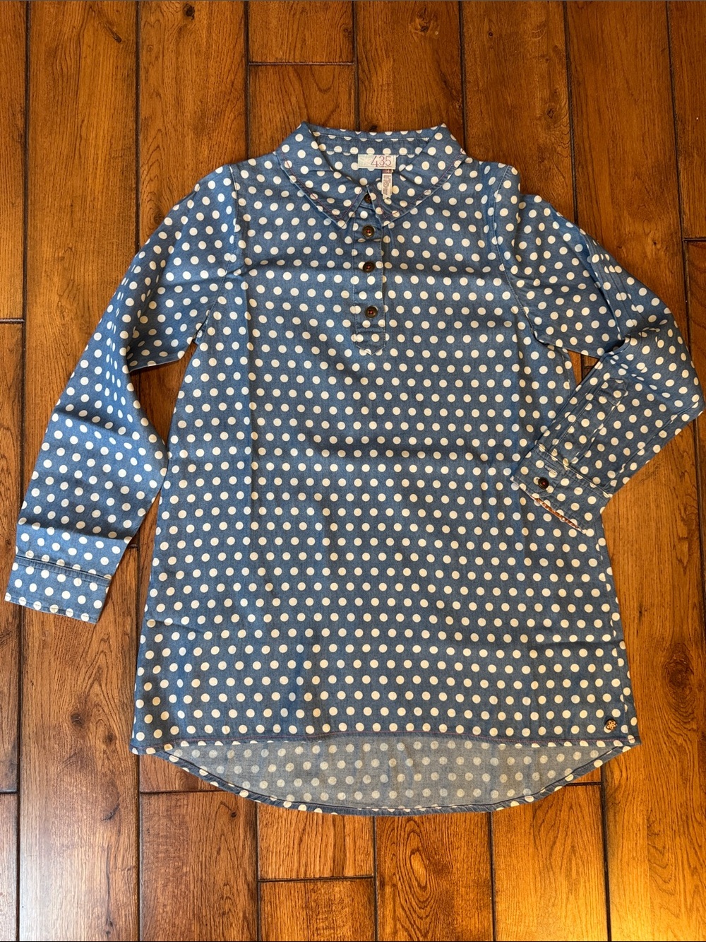 Matilda Jane Blue Polka Dot Long-Sleeve Henley sz. 14